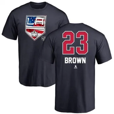 Brown Men's Dustin Brown Los Angeles Kings Name and Number Banner Wave T-Shirt - Navy